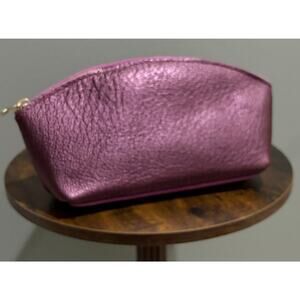 PLG Eclipse Makeup Bag Metallic Magenta Berry Leather Cosmetic Pouch NWOT